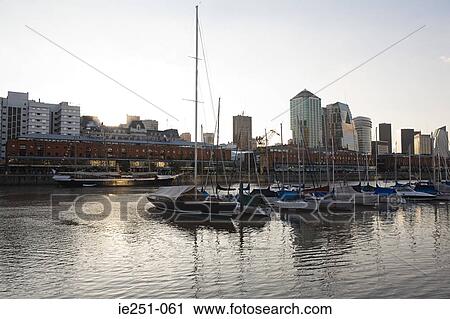 Boats moored in puerto madero View Large Photo Image Stock Image - Boats moored in puerto madero. Fotosearch