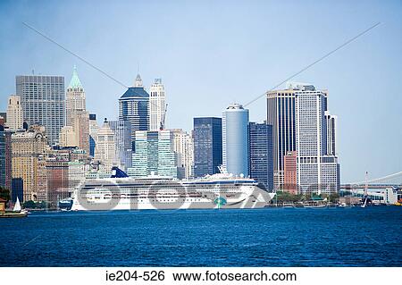 Cruise ship on hudson river new york View Large Photo Image Stock Photograph - Cruise ship on hudson river new york. Fotosearch