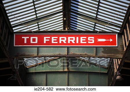 Stock Image - Ferries sign. Fotosearch