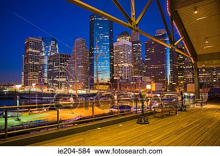 Manhattan in the evening View Large Photo Image Picture - Manhattan in the evening. Fotosearch