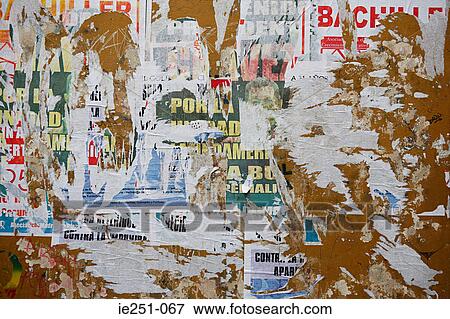 Torn posters on wall View Large Photo Image Stock Photo - Torn posters on wall. Fotosearch