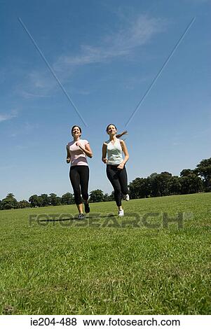 Women jogging in park View Large Photo Image Stock Photo - Women jogging in park. Fotosearch