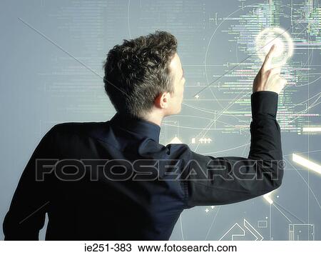 Stock Image - Man and technology. Fotosearch