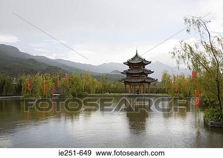 Pagoda and lake View Large Photo Image Stock Photo - Pagoda and lake. Fotosearch