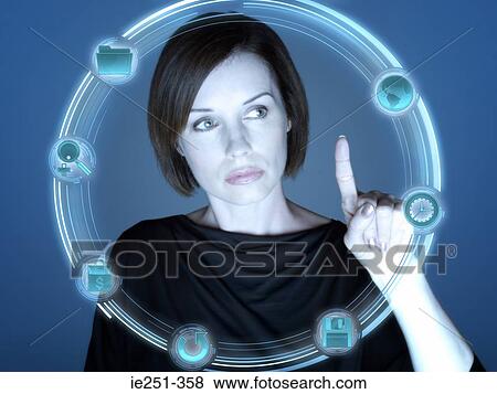 Woman and computer symbols View Large Photo Image Stock Photo - Woman and computer symbols. Fotosearch