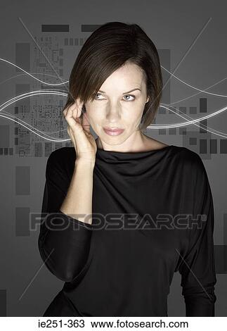 Woman and technology View Large Photo Image Stock Image - Woman and technology. Fotosearch