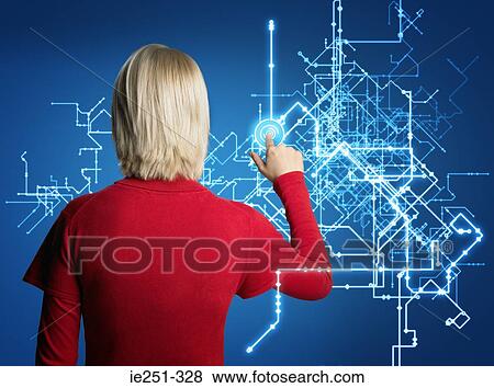 Woman touching pattern View Large Photo Image Stock Photo - Woman touching pattern. Fotosearch