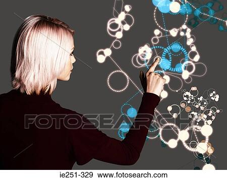 Woman touching pattern View Large Photo Image Stock Photo - Woman touching pattern. Fotosearch
