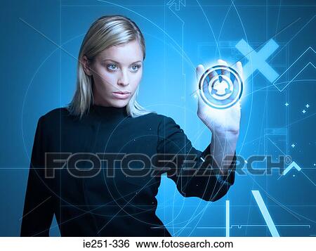 Woman touching shape View Large Photo Image Stock Photograph - Woman touching shape. Fotosearch