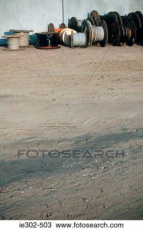 Stock Image - Cables on reels. Fotosearch