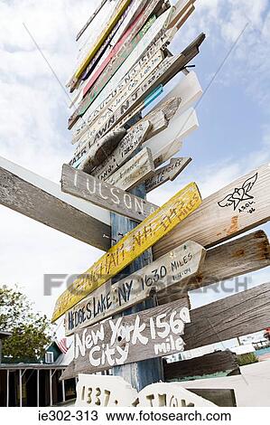 Stock Image - Distance signs. Fotosearch