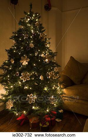 A christmas tree in a living room View Large Photo Image Stock Image - A christmas tree in a living room. Fotosearch