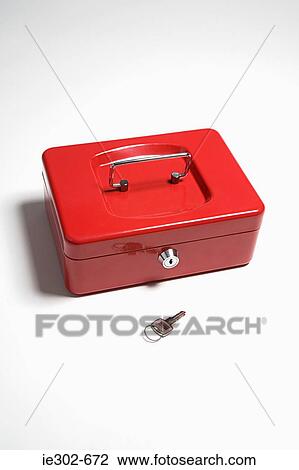 Stock Image - Cash box and key. Fotosearch