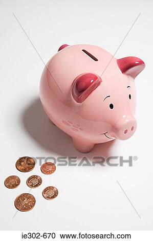 Piggy bank and coins View Large Photo Image Stock Image - Piggy bank and coins. Fotosearch