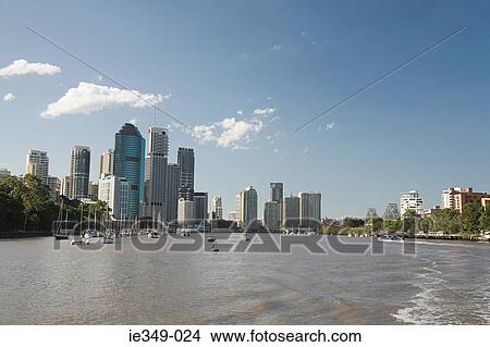 Picture - Brisbane river and sky scrapers. Fotosearch