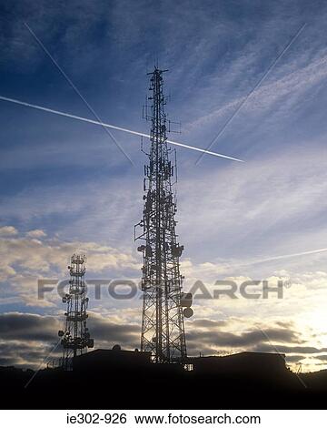 Communication towers View Large Photo Image Stock Photograph - Communication towers. Fotosearch