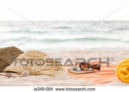 Picture - Items on a beach. Fotosearch