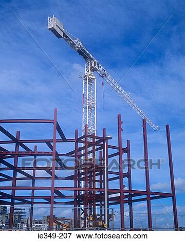 Crane and construction frame View Large Photo Image Stock Photo - Crane and construction frame. Fotosearch