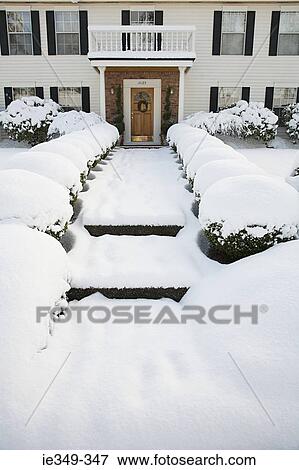 House and garden in the snow View Large Photo Image Stock Photo - House and garden in the snow. Fotosearch