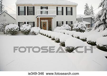 House and garden in the snow View Large Photo Image Stock Photograph - House and garden in the snow. Fotosearch
