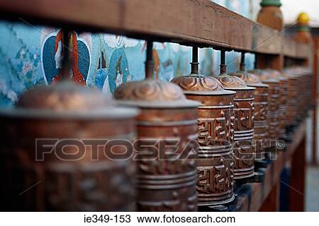 Stock Image - Prayer wheels. Fotosearch