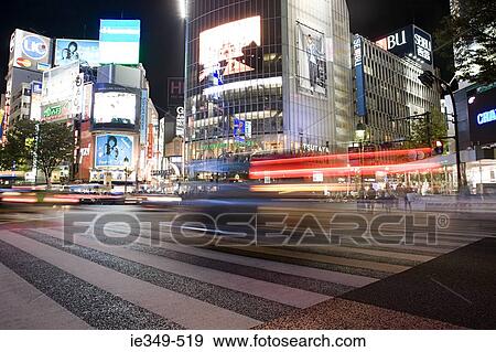 Tokyo crossing at night View Large Photo Image Stock Photo - Tokyo crossing at night. Fotosearch