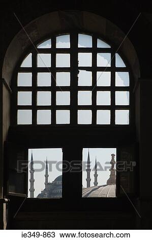 Blue mosque through window View Large Photo Image Stock Image - Blue mosque through window. Fotosearch