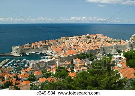 Dubrovnik old town and marina View Large Photo Image Picture - Dubrovnik old town and marina. Fotosearch