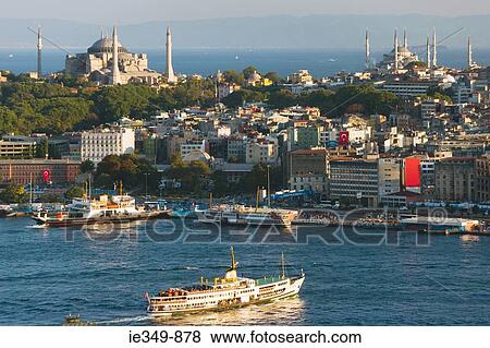 Golden horn and mosques View Large Photo Image Stock Photo - Golden horn and mosques. Fotosearch