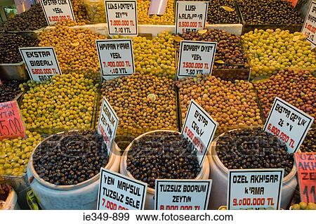 Stock Photo - Olives at spice bazaar. Fotosearch
