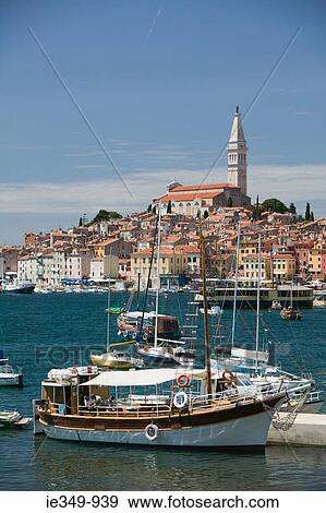 Rovinj old town and harbour View Large Photo Image Stock Photo - Rovinj old town and harbour. Fotosearch