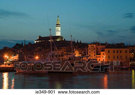 Rovinj old town at night View Large Photo Image Stock Image - Rovinj old town at night. Fotosearch