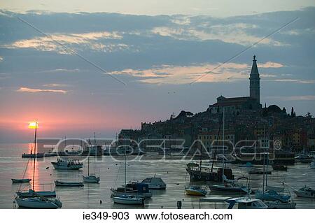 Rovinj old town at sunset View Large Photo Image Stock Image - Rovinj old town at sunset. Fotosearch