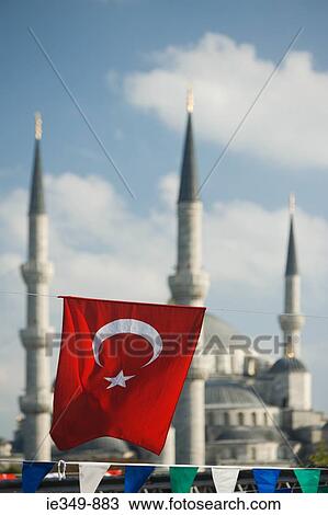 Turkish flag at blue mosque at ramadan View Large Photo Image Stock Image - Turkish flag at blue mosque at ramadan. Fotosearch