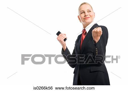 A businesswoman celebrating View Large Photo Image Stock Photograph - A businesswoman celebrating. Fotosearch