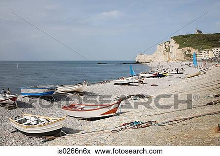 Beach and cliffs at etretat View Large Photo Image Stock Photo - Beach and cliffs at etretat. Fotosearch
