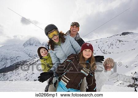 Family at ski resort View Large Photo Image Stock Image - Family at ski resort. Fotosearch