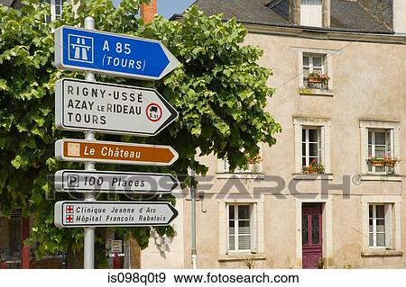 Signpost in chinon france View Large Photo Image Stock Photo - Signpost in chinon france. Fotosearch