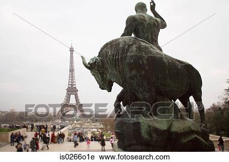 Statue and eiffel tower View Large Photo Image Stock Image - Statue and eiffel tower. Fotosearch