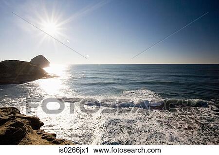 Stock Image - Waves hitting the oregon coast. Fotosearch