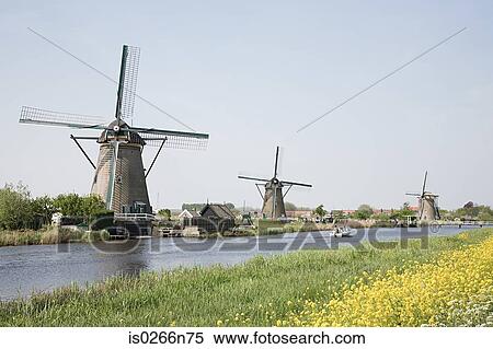 Stock Photography - Windmills at kinderdijk. Fotosearch