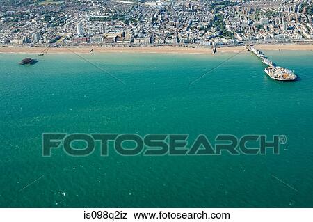 Aerial view of brighton coast View Large Photo Image Stock Photo - Aerial view of brighton coast. Fotosearch