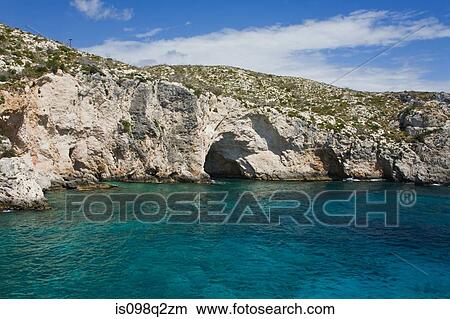 Blue caves zante View Large Photo Image Picture - Blue caves zante. Fotosearch
