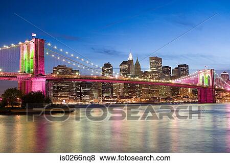 Brooklyn bridge at night View Large Photo Image Stock Photo - Brooklyn bridge at night. Fotosearch