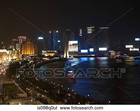 Shanghai at night View Large Photo Image Stock Photograph - Shanghai at night. Fotosearch