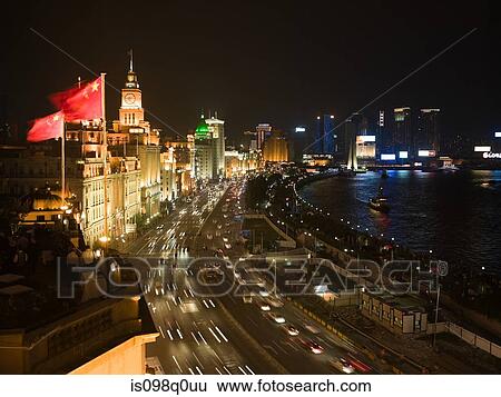 Shanghai at night View Large Photo Image Stock Photograph - Shanghai at night. Fotosearch
