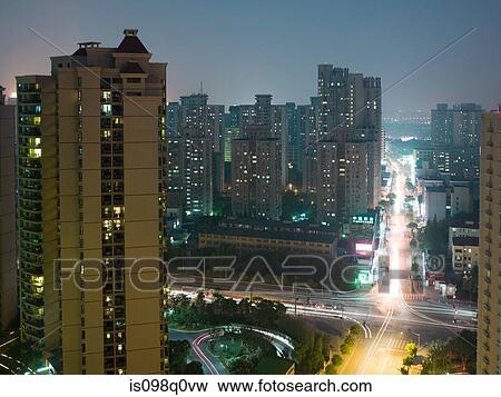 Shanghai buildings in the evening View Large Photo Image Stock Photo - Shanghai buildings in the evening. Fotosearch