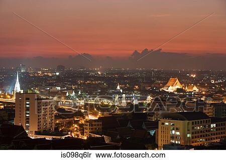 Bangkok cityscape at dusk View Large Photo Image Stock Photography - Bangkok cityscape at dusk. Fotosearch