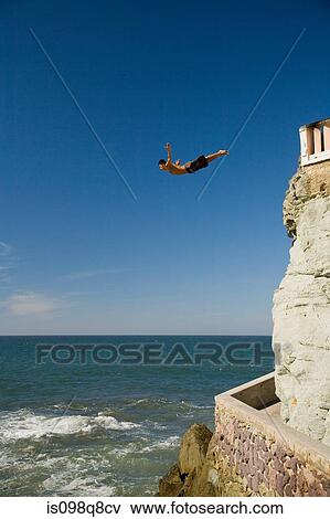 Cliff diver at mazatlan View Large Photo Image Stock Photo - Cliff diver at mazatlan. Fotosearch