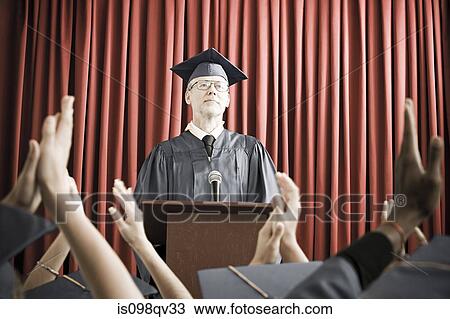 Dean giving graduation speech View Large Photo Image Stock Image - Dean giving graduation speech. Fotosearch